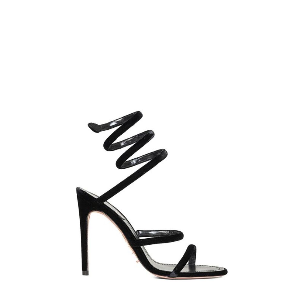 Rene Caovilla Women Black Velvet Cleo 105 Sandals